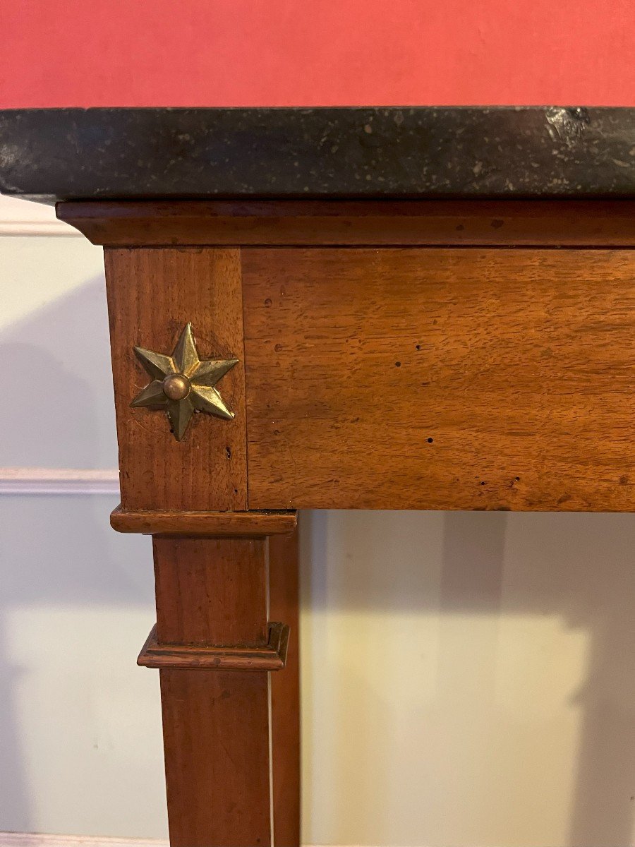 Directoire Console In Walnut With Grey Marble Top -photo-2