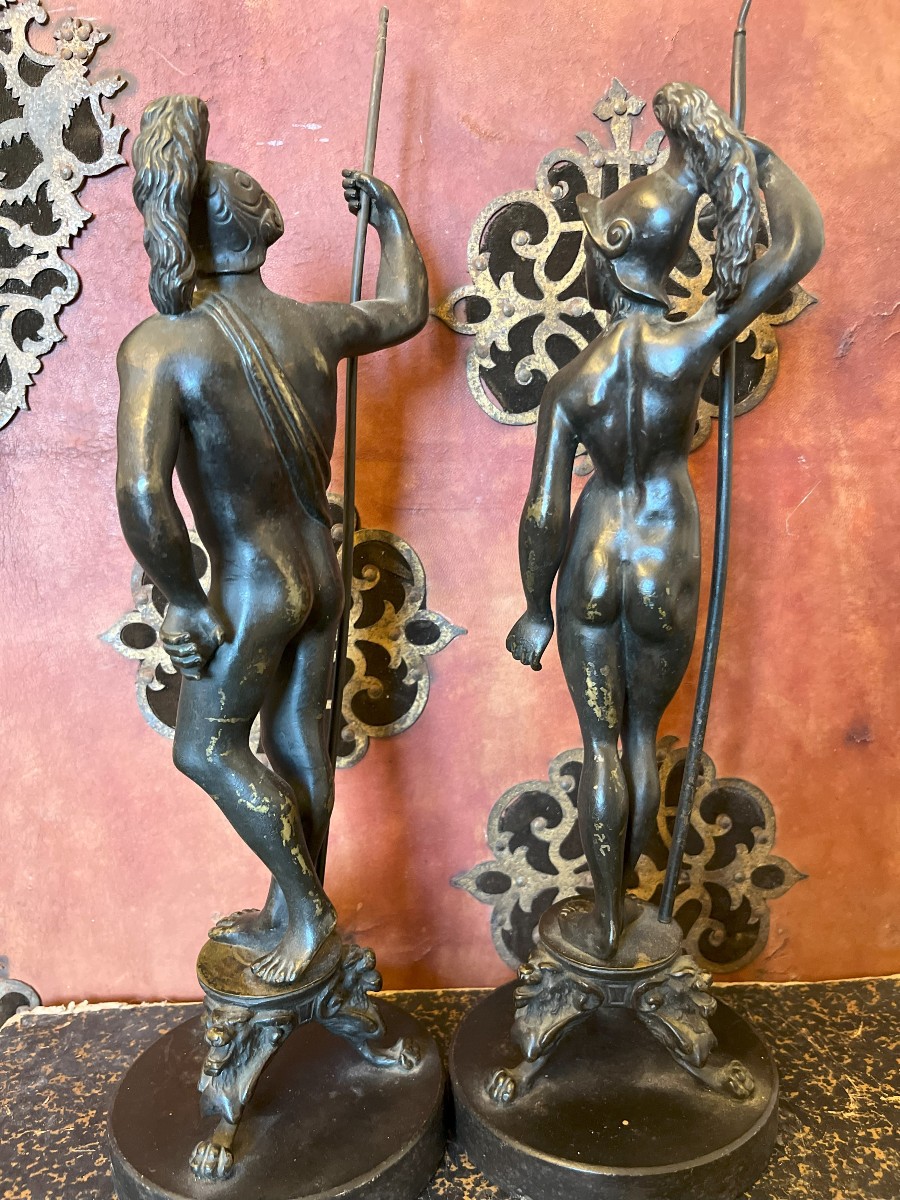Pair Of Bronzes Mars And Venus Italy 17th Or 18th Century-photo-4