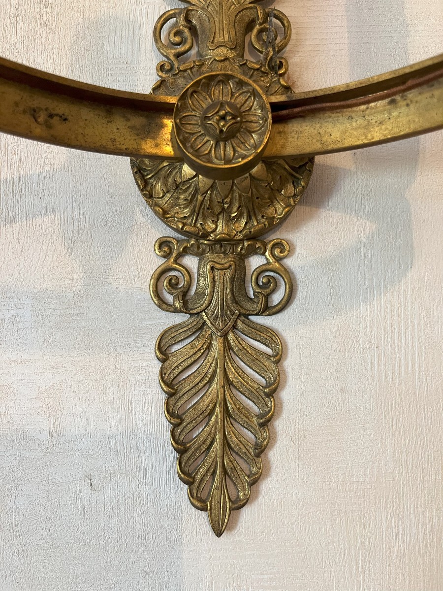 Paire d'Appliques En Bronze Doré De Forme Circulaire De Style Restauration-photo-2