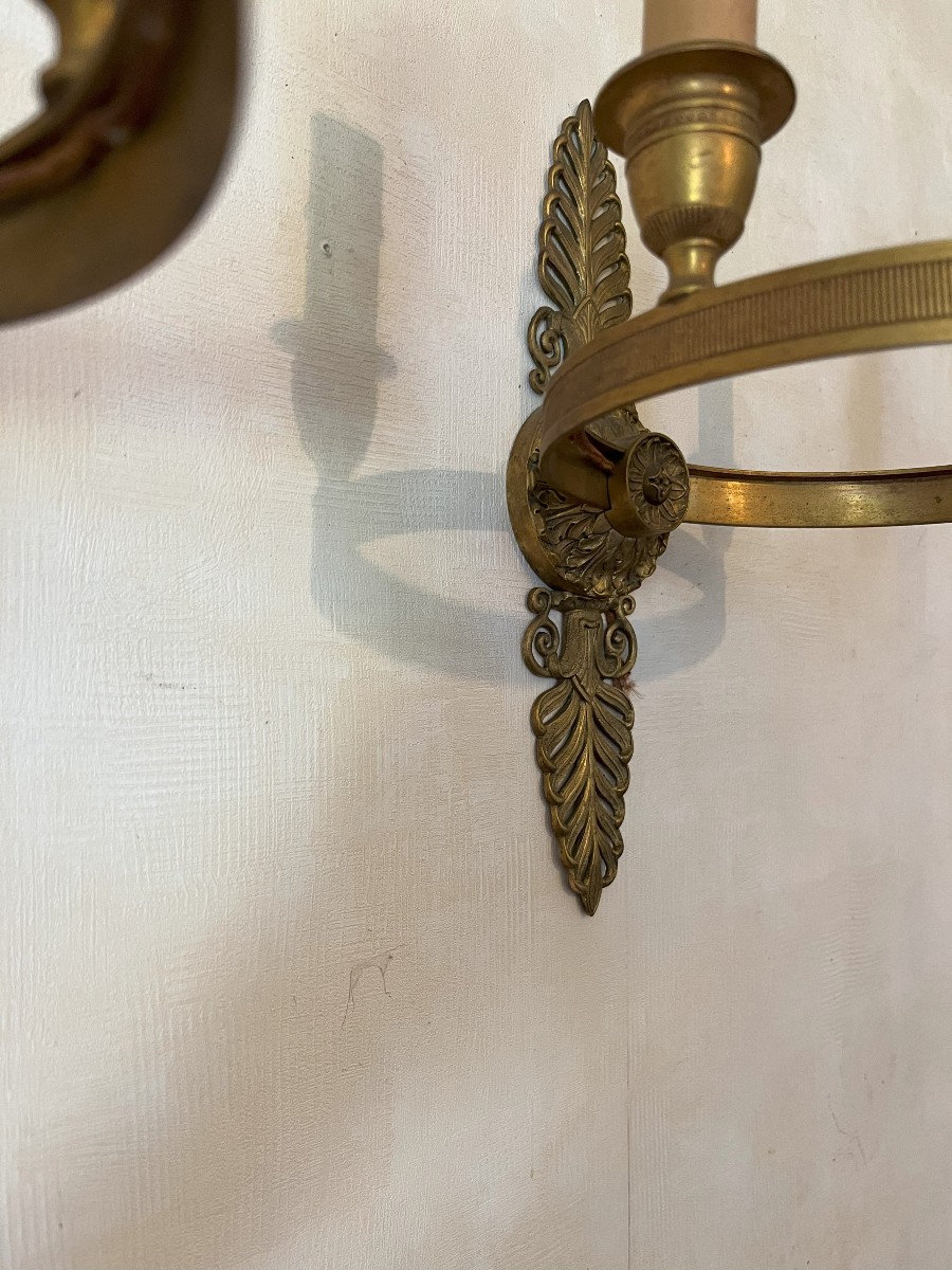 Paire d'Appliques En Bronze Doré De Forme Circulaire De Style Restauration-photo-4