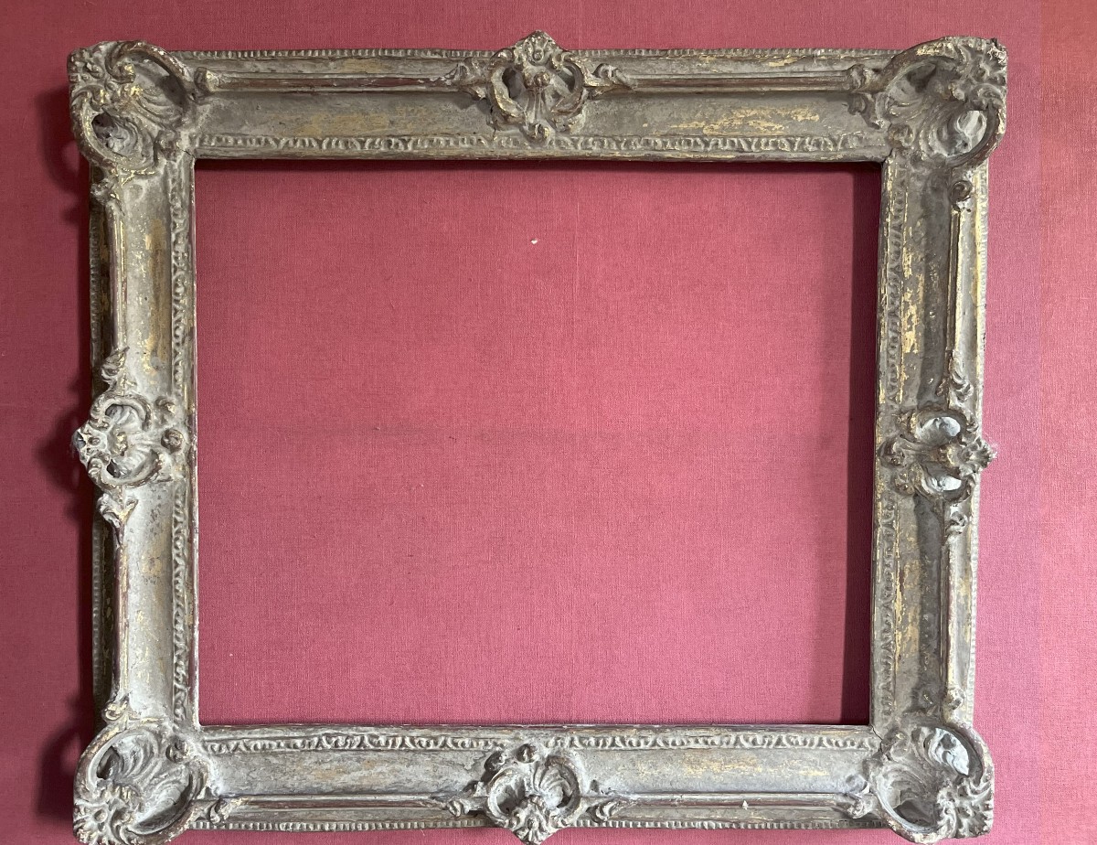 Louis XV Style Frame In Gilded Cardboard And Patina, 20th Century