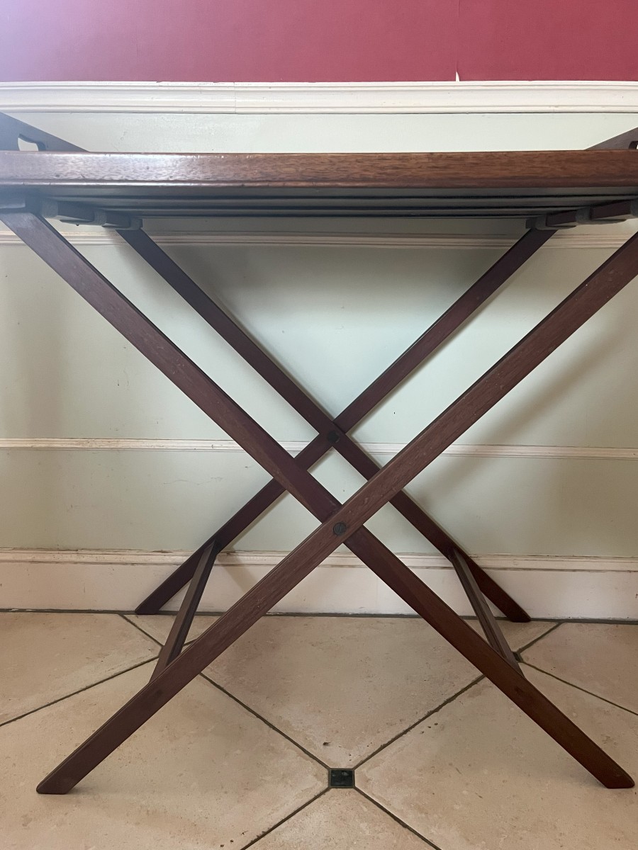 Table desserte en acajou sur piètement en X , Angleterre XIXème siècle-photo-3