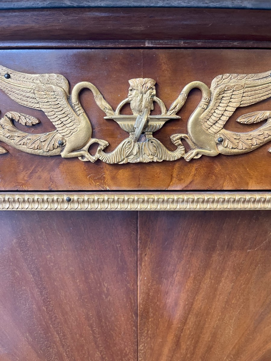 Empire Style Mahogany Veneer And Gilt Bronze Sideboard, 19th Century-photo-2