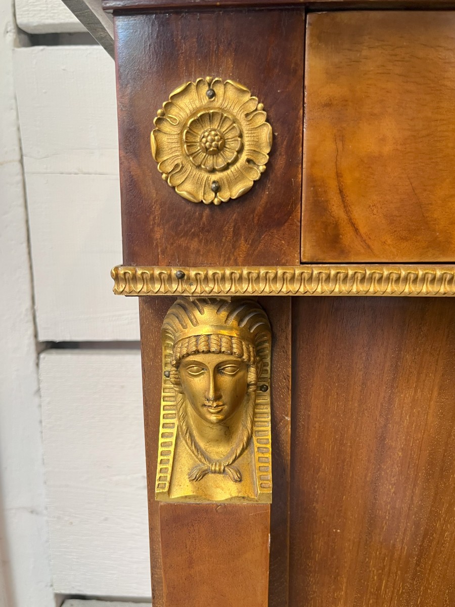 Empire Style Mahogany Veneer And Gilt Bronze Sideboard, 19th Century-photo-4