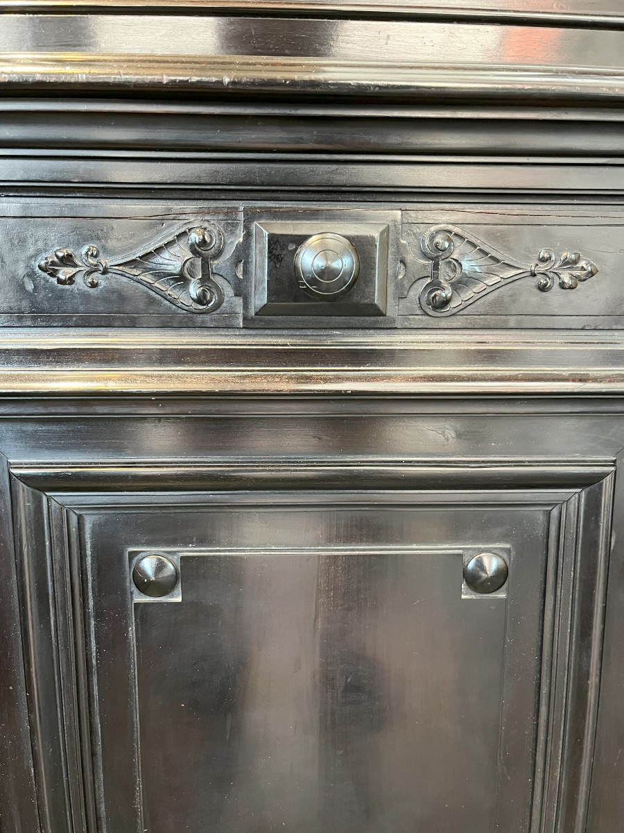 vitrine , armoire  , bibliothèque en bois noirci , époque Napoléon III-photo-2