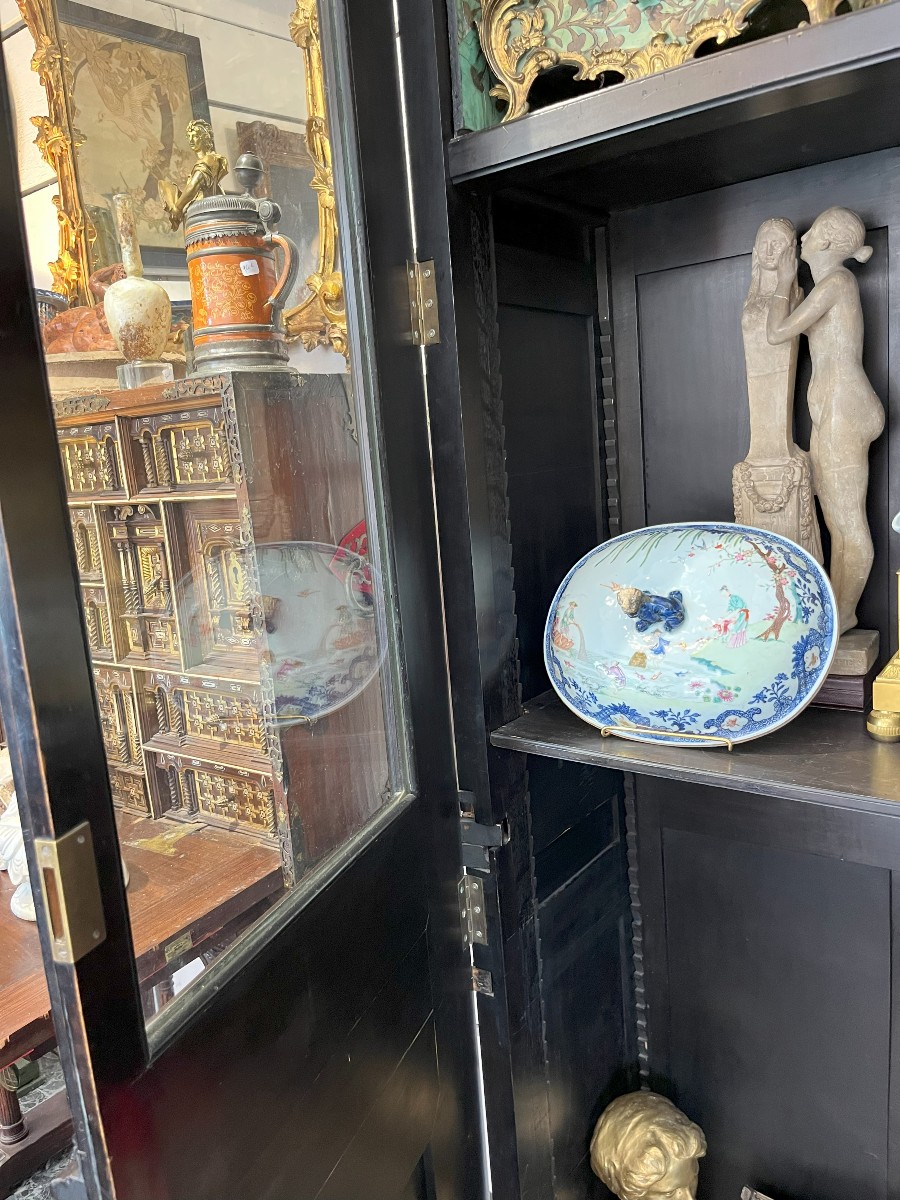 vitrine , armoire  , bibliothèque en bois noirci , époque Napoléon III-photo-2