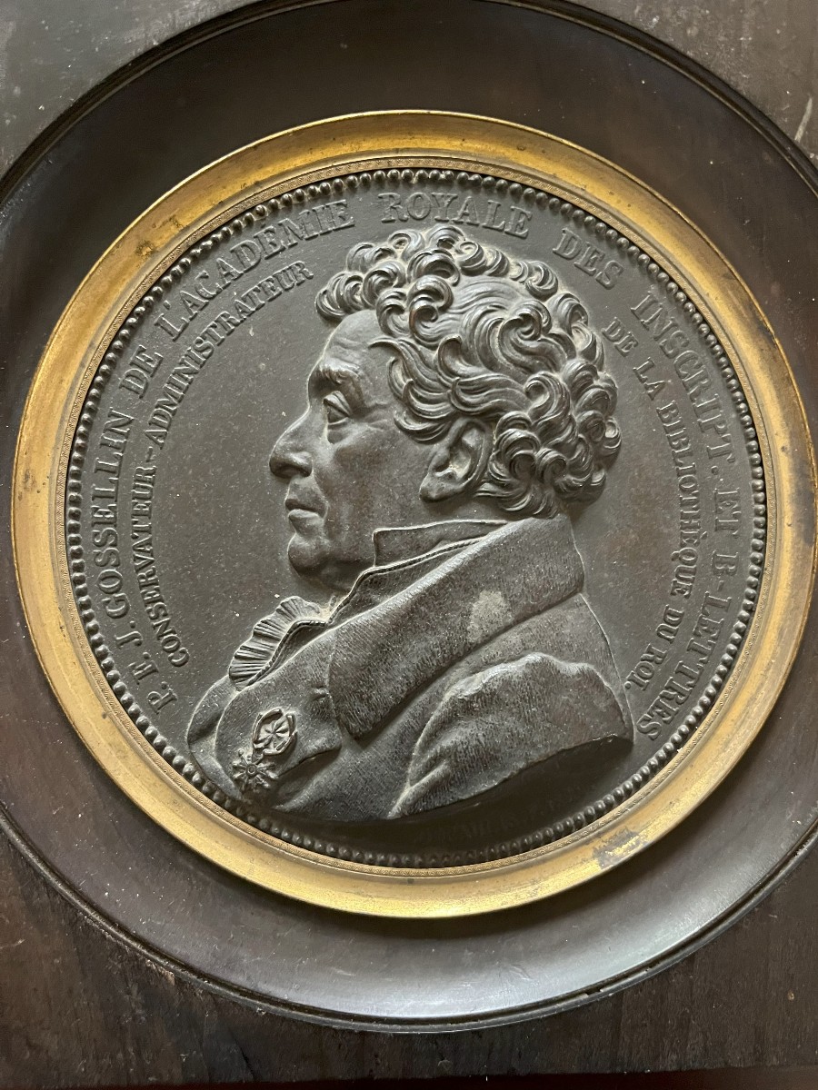 Bronze Medallion - Pascal François Joseph - Framed Profile, 19th Century-photo-3