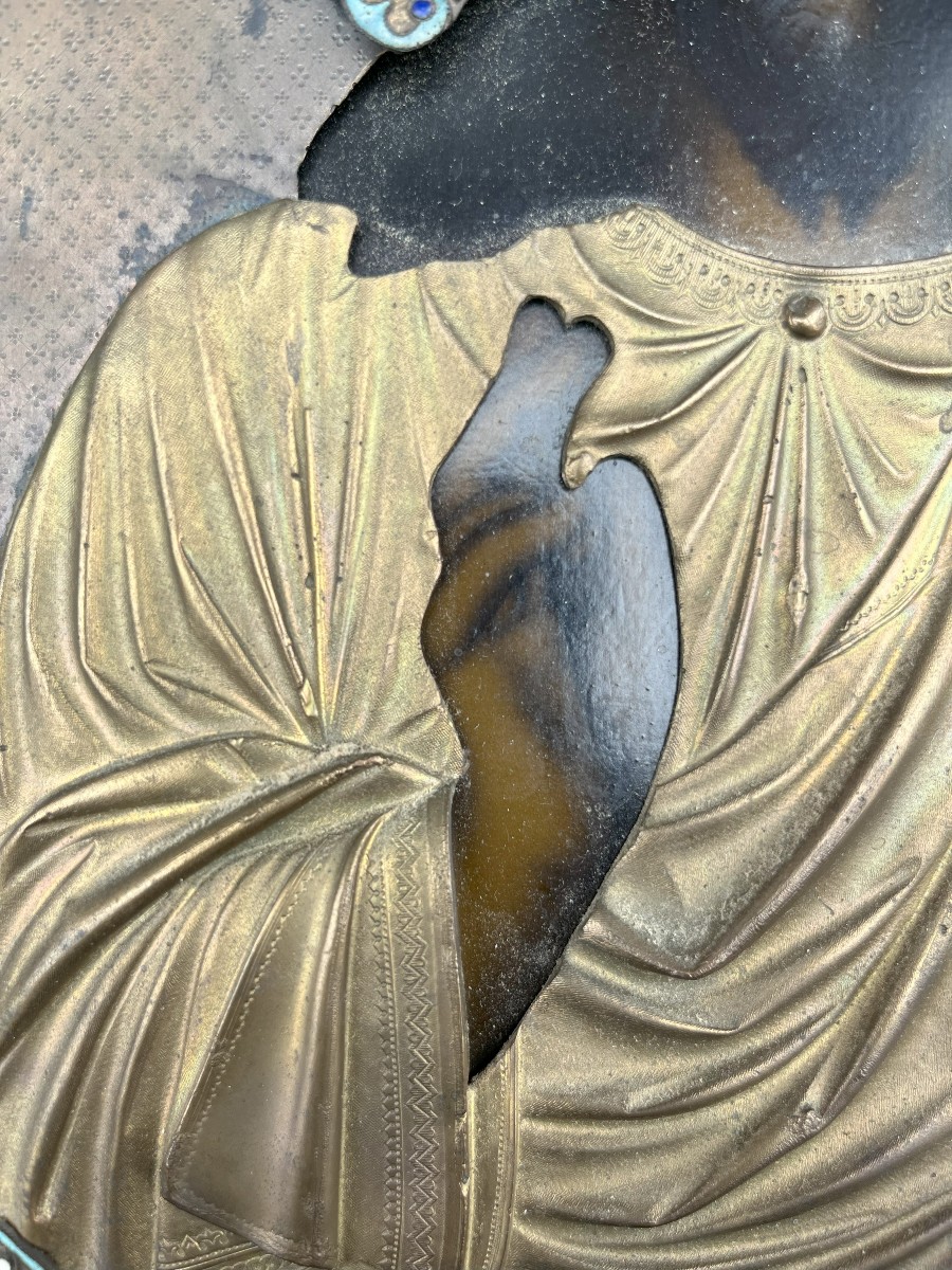 Icône Russe-Christ pantocrator-argent-XIXème siècle-photo-3