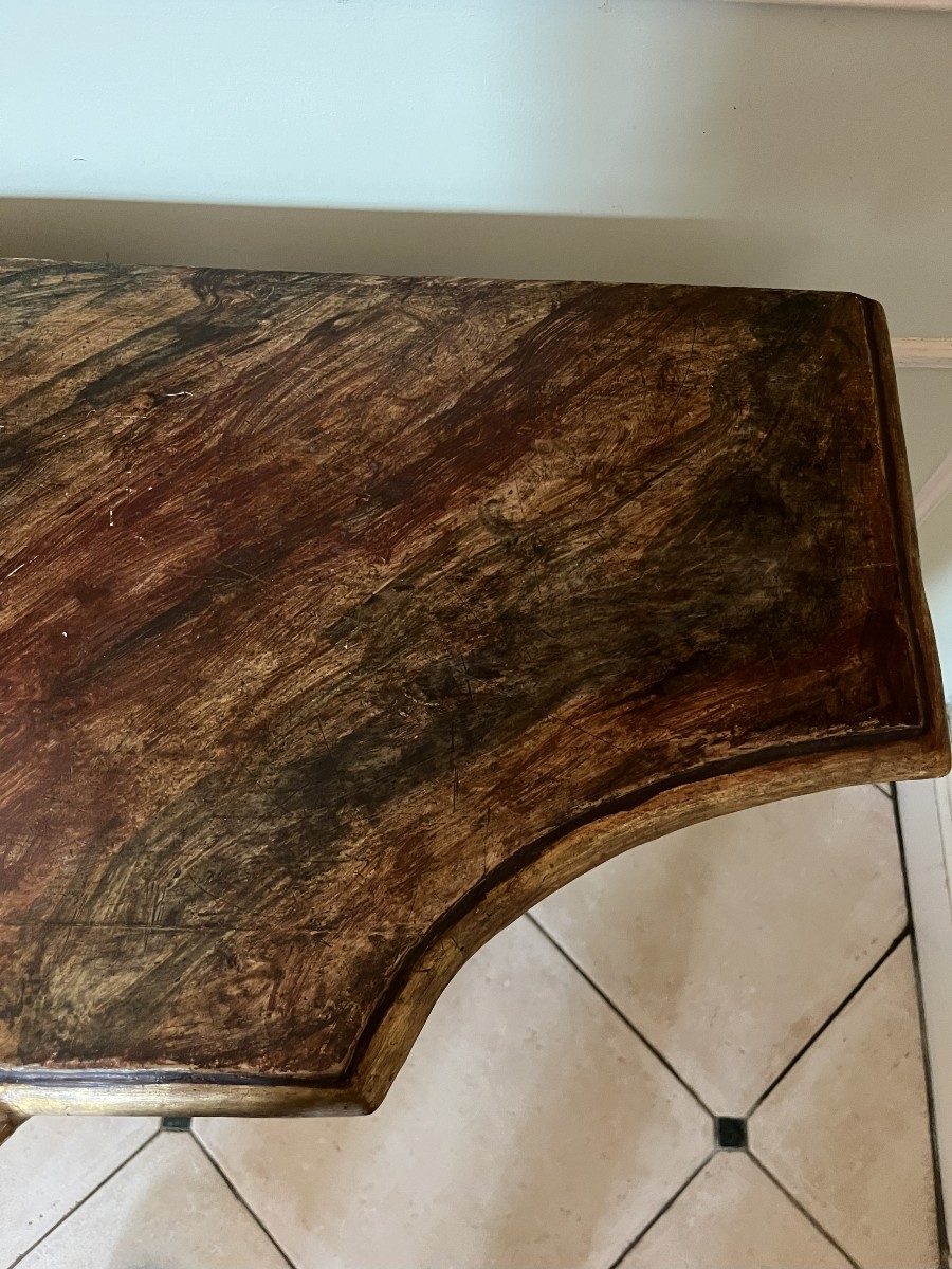 Carved And Gilded Wooden Console, Italy, 18th Century-photo-1