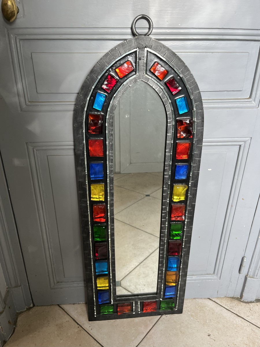 Miroir en verre de couleur-année 1970-XXème siècle