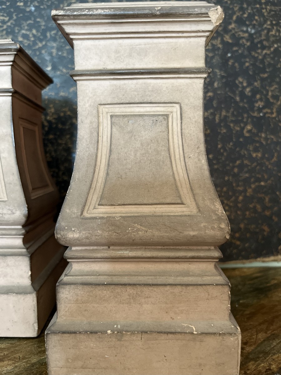 Pair Of 19th Century Terracotta Bases, Height 18.5cm-photo-2