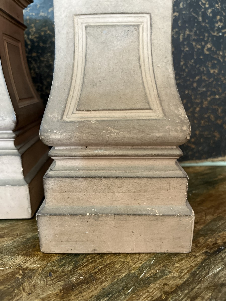 Pair Of 19th Century Terracotta Bases, Height 18.5cm-photo-4
