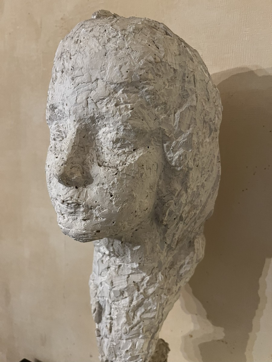 Plaster Head - Young Woman - Sculpture - Circa 1940 - 20th Century-photo-2