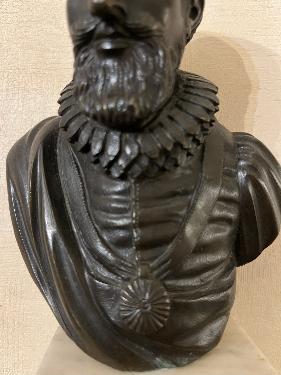 Bronze Bust Of Sully - Marshal Of France - Circa 17th Century-photo-2