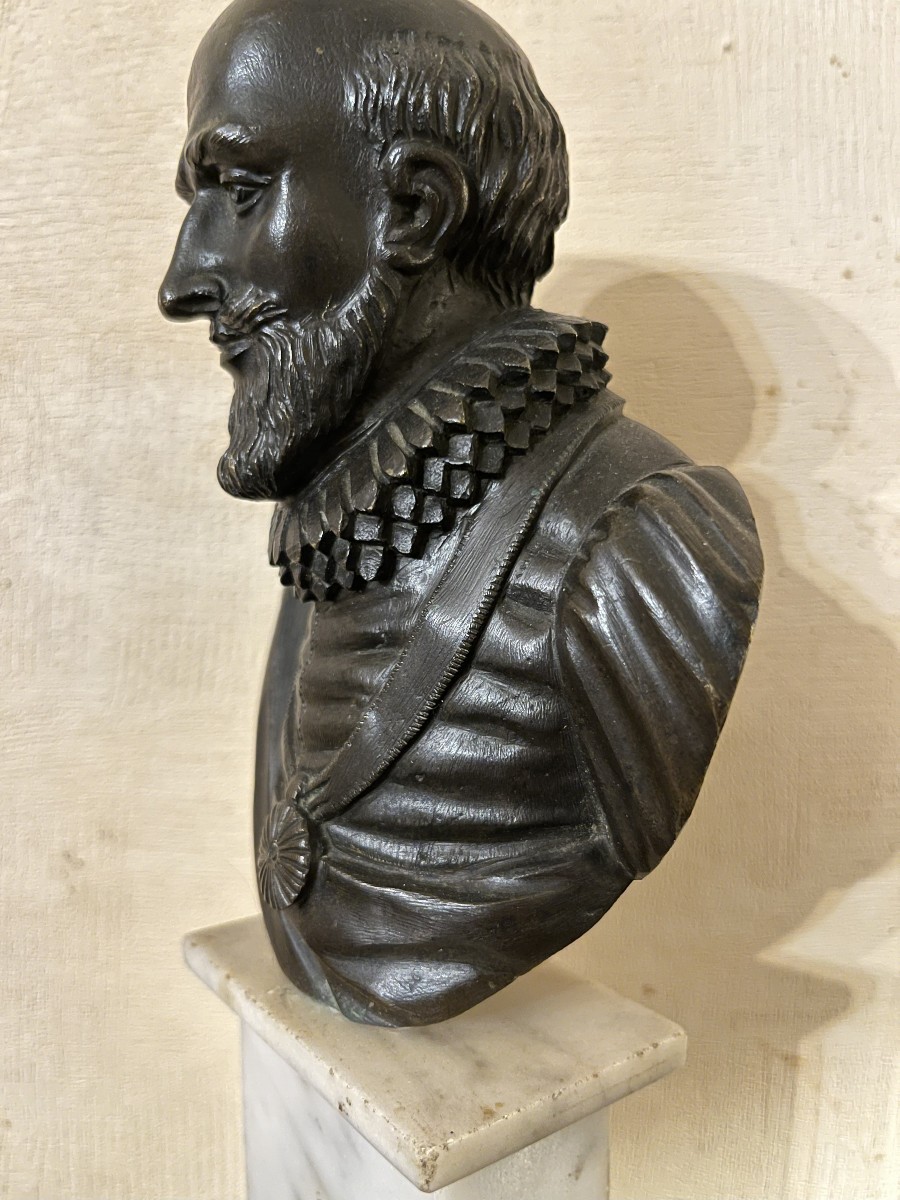 Bronze Bust Of Sully - Marshal Of France - Circa 17th Century-photo-4