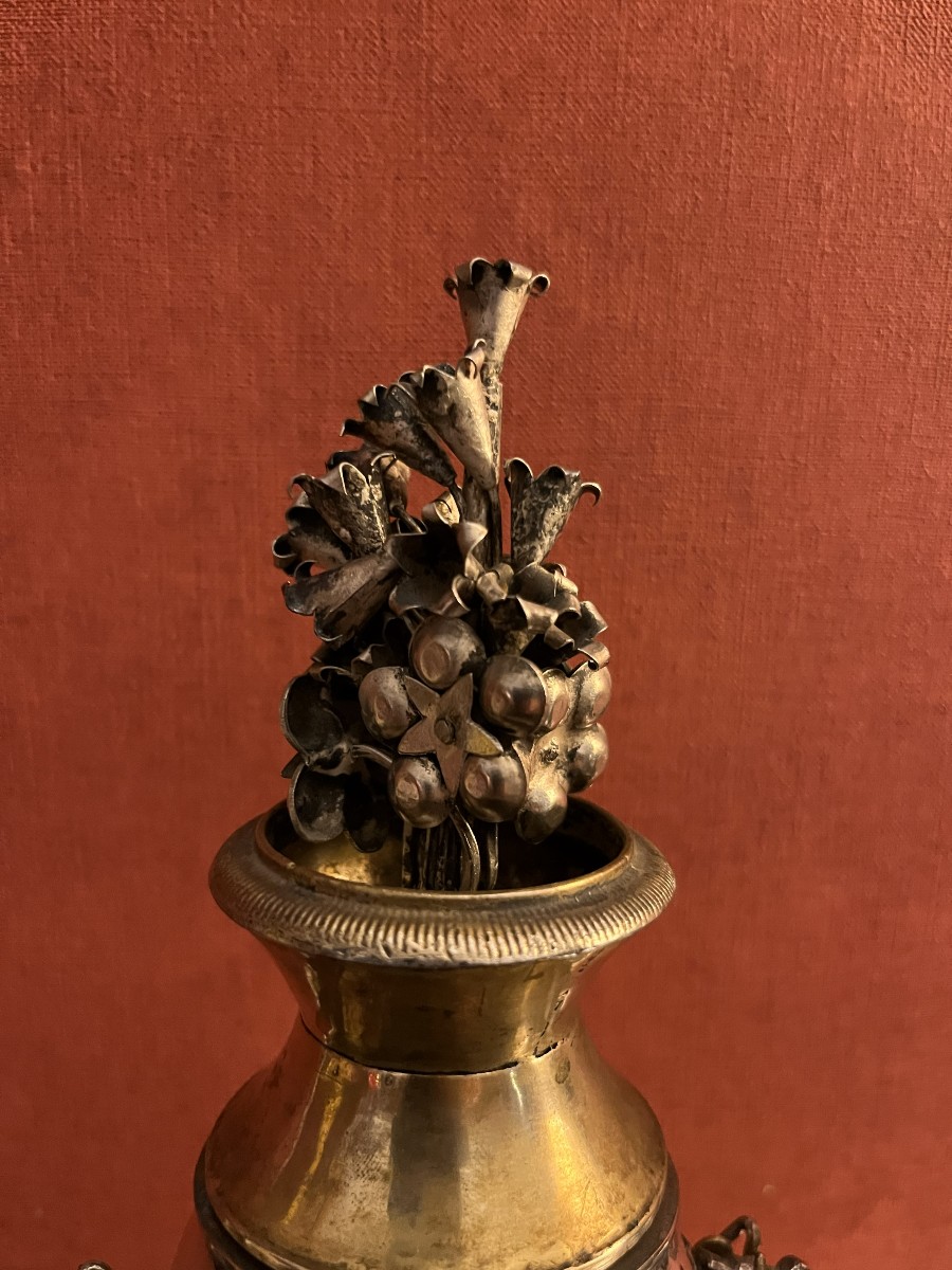 Paire de vases en argent massif, Ottoman , Perse , XIXème siècle-photo-2