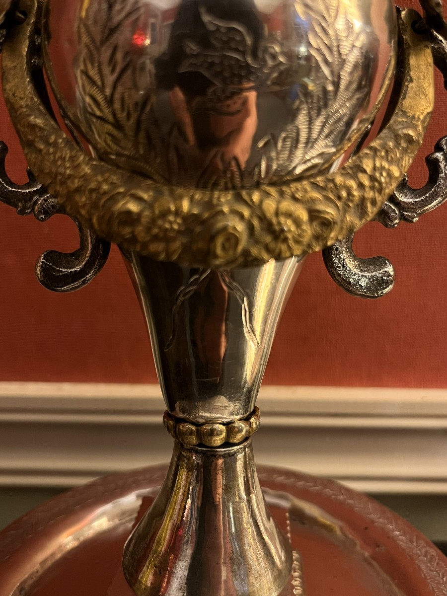 Paire de vases en argent massif, Ottoman , Perse , XIXème siècle-photo-1
