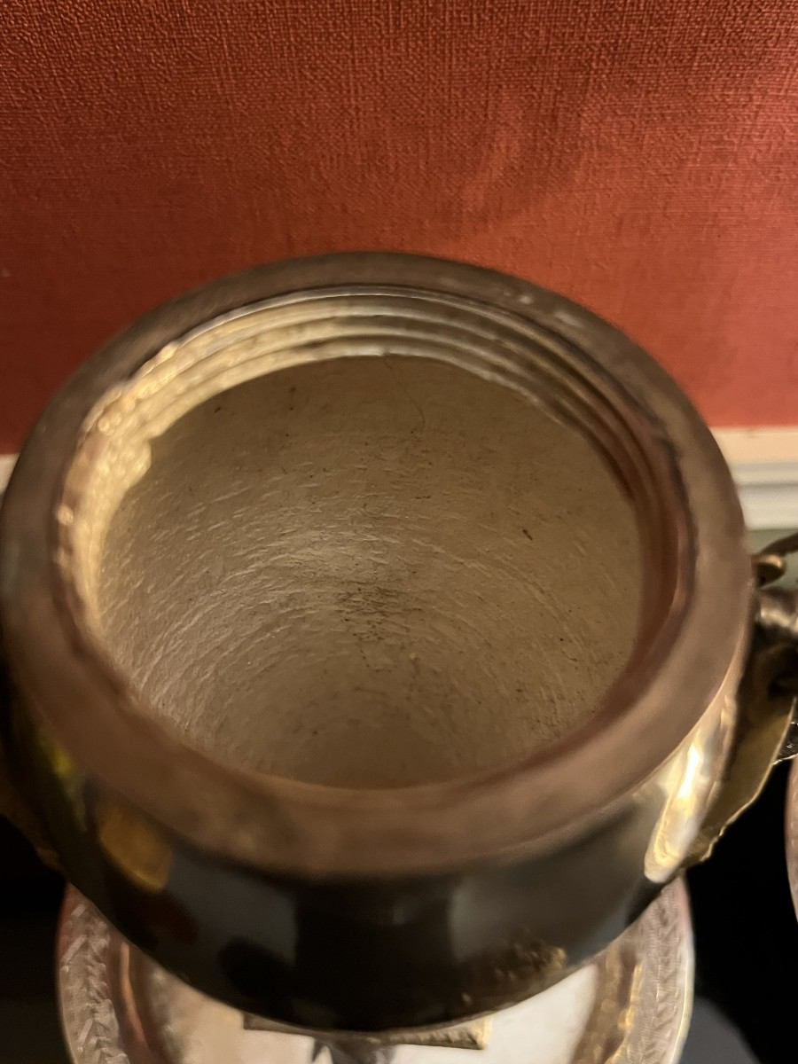 Paire de vases en argent massif, Ottoman , Perse , XIXème siècle-photo-4