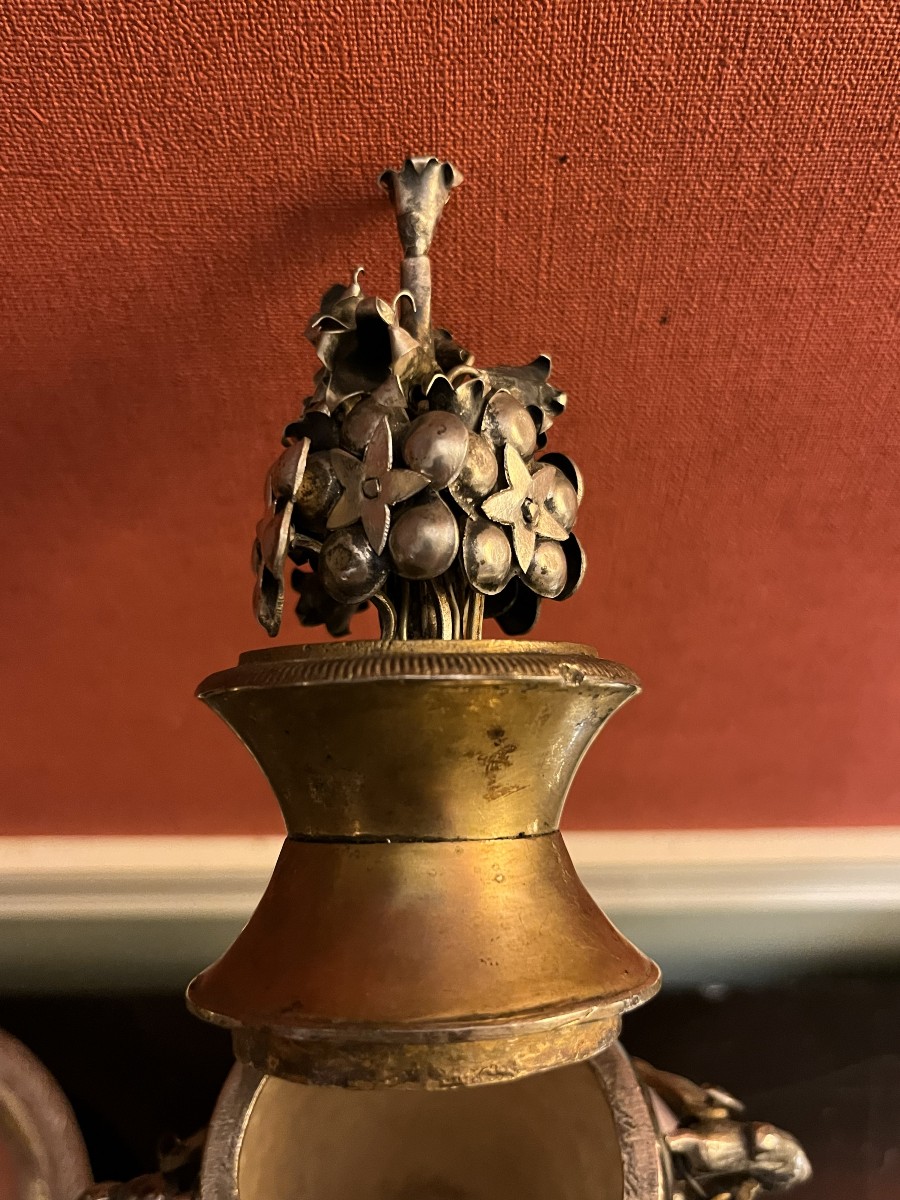 Paire de vases en argent massif, Ottoman , Perse , XIXème siècle-photo-6