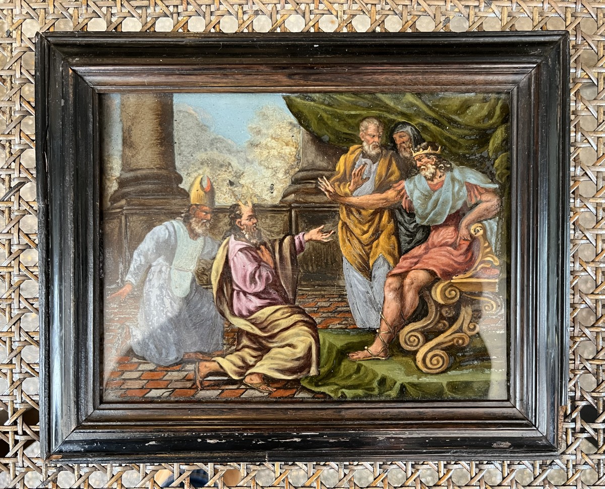 Fixed Under Glass, 18th Century, With Its Ebony Frame - King Saul