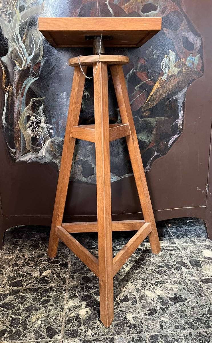 Sellette de sculpteur en chêne vers 1950 , XXème siècle