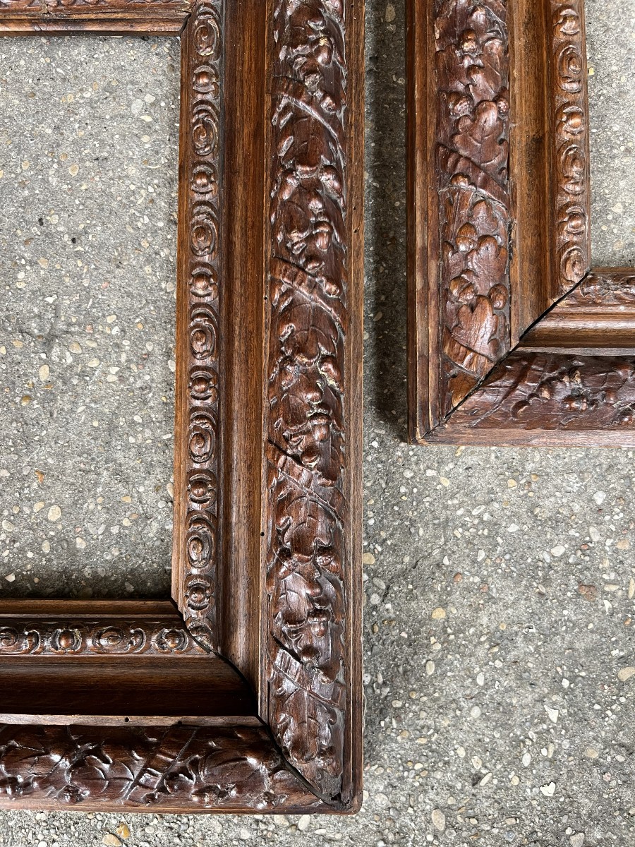 Paire de cadres en bois sculpté de style Régence , XIXème siècle-photo-2