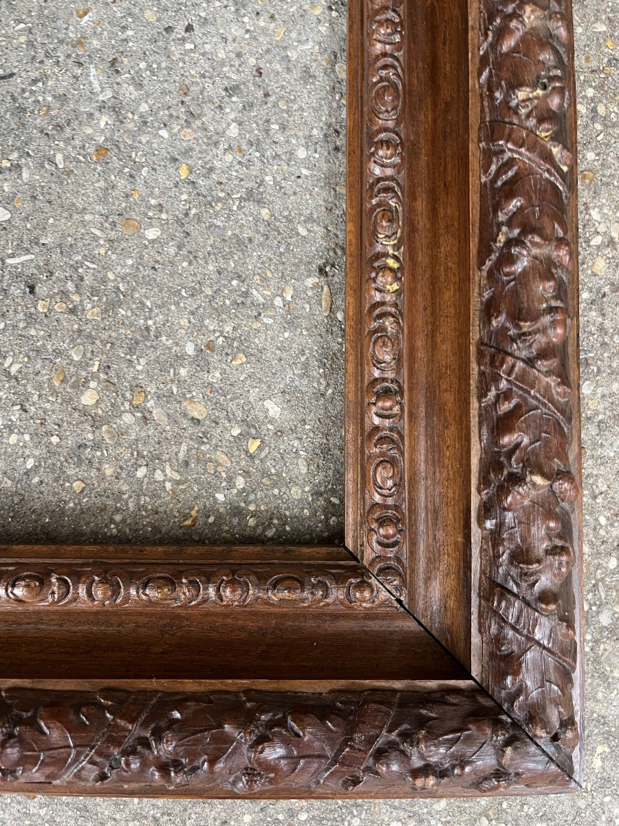 Paire de cadres en bois sculpté de style Régence , XIXème siècle-photo-4