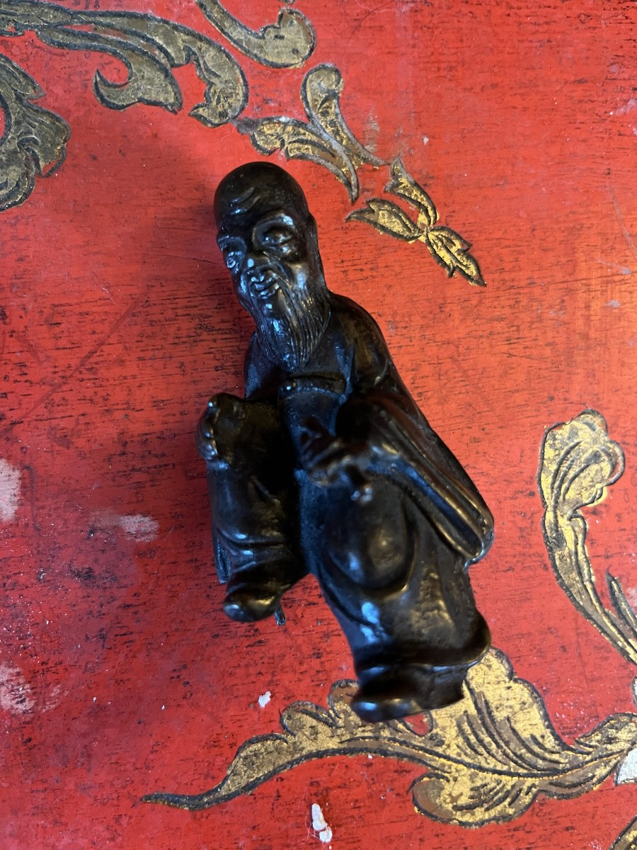 Brûle parfum Chinois , représentant Shoulao sur un cerf , XIXème siècle-photo-3