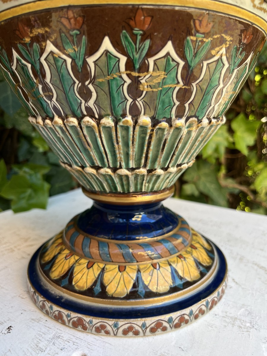 Vase en céramique style Orientaliste , XIXème siècle , Bordeaux Vieillard-photo-2