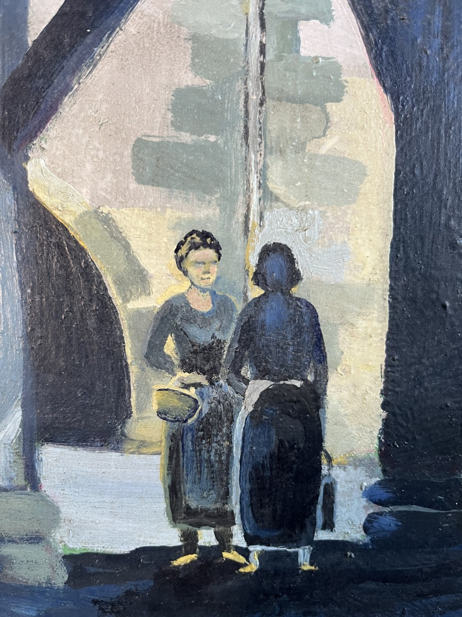 Pierre Valade, vue de Dordogne "Montpazier", huile sur toile -photo-2