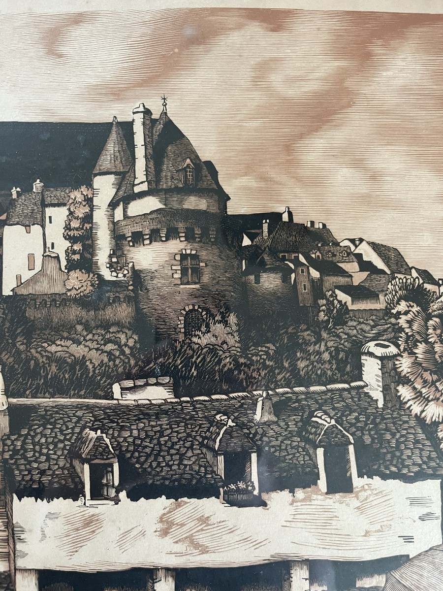 Le lavoir de la Varenne à Vannes, Bretagne, gravure sur bois, A.J Roullet, XXème siècle-photo-4