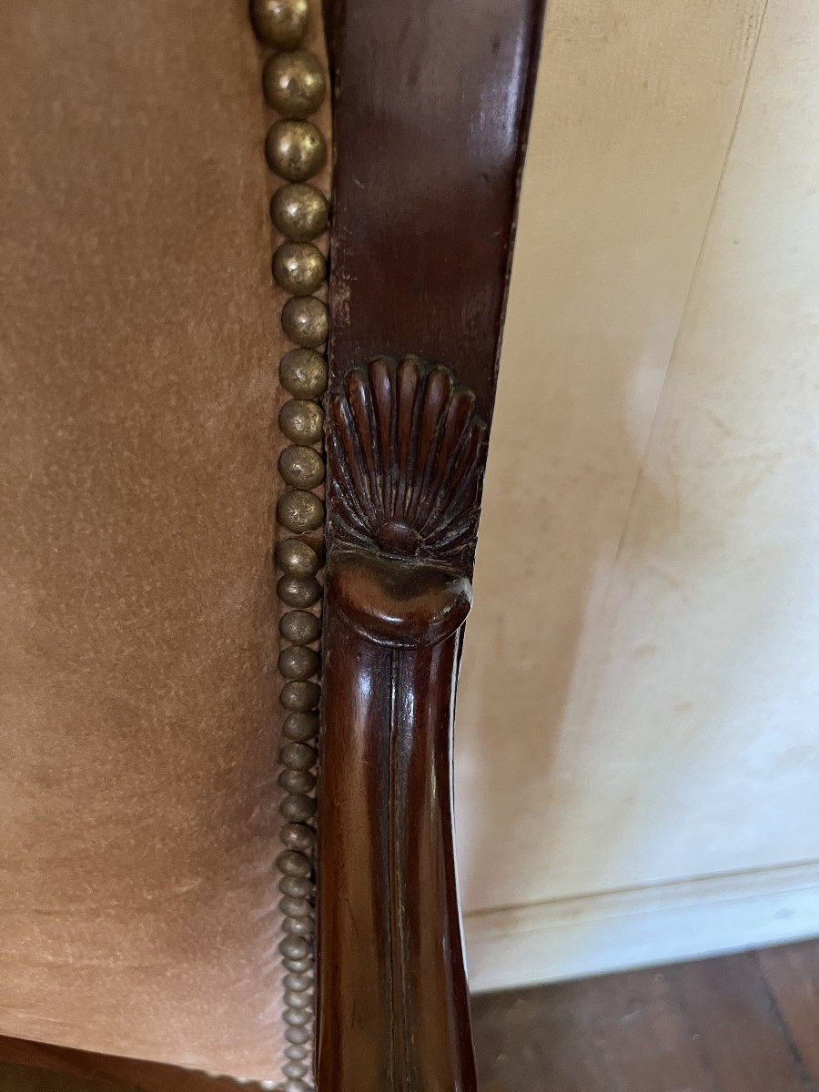 Pair Of Empire Period Mahogany Armchairs, Bellangé Model-photo-2