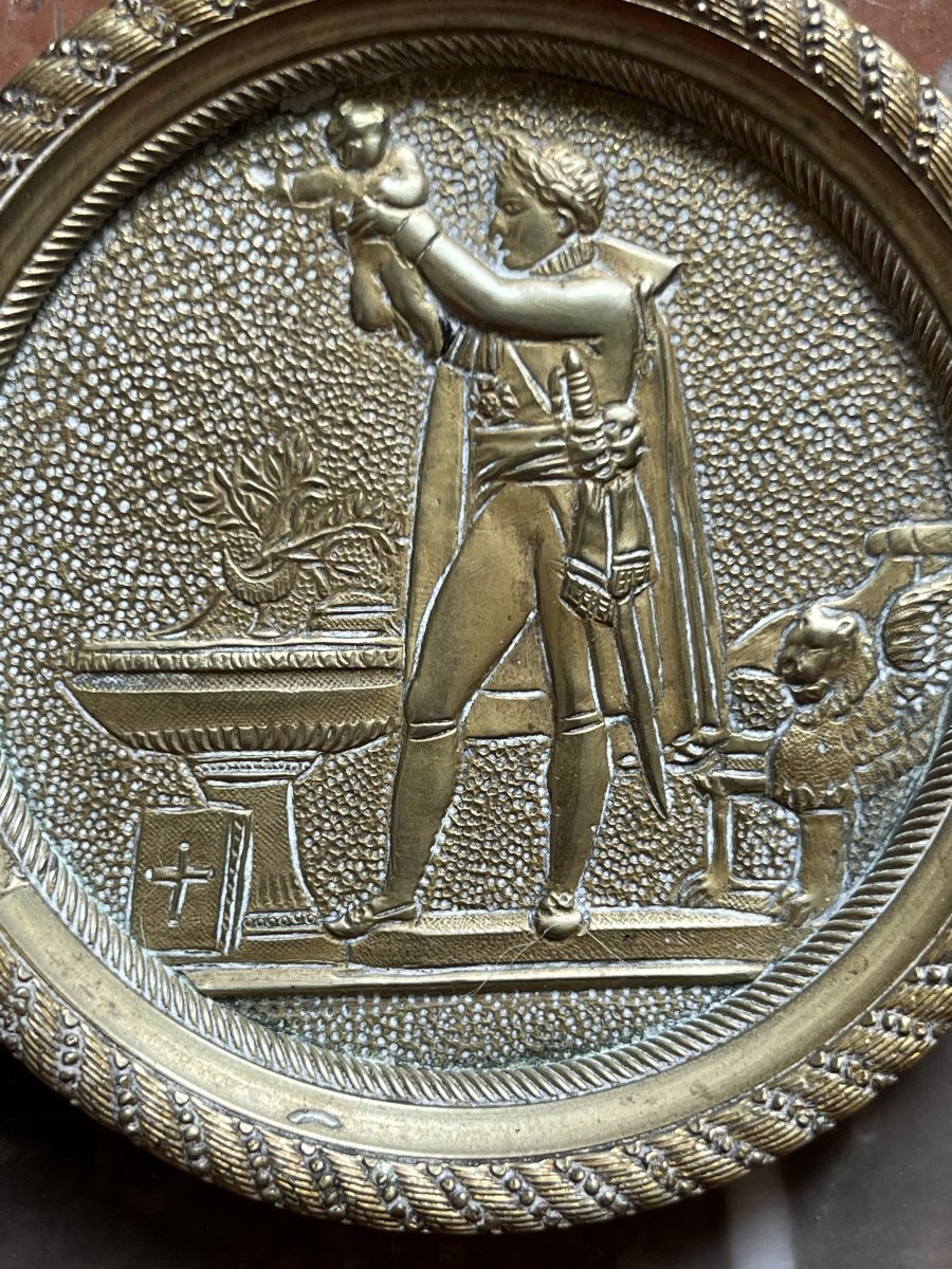 Médaillon en bronze , baptême du Roi de Rome , premier Empire , XIXème siècle-photo-2