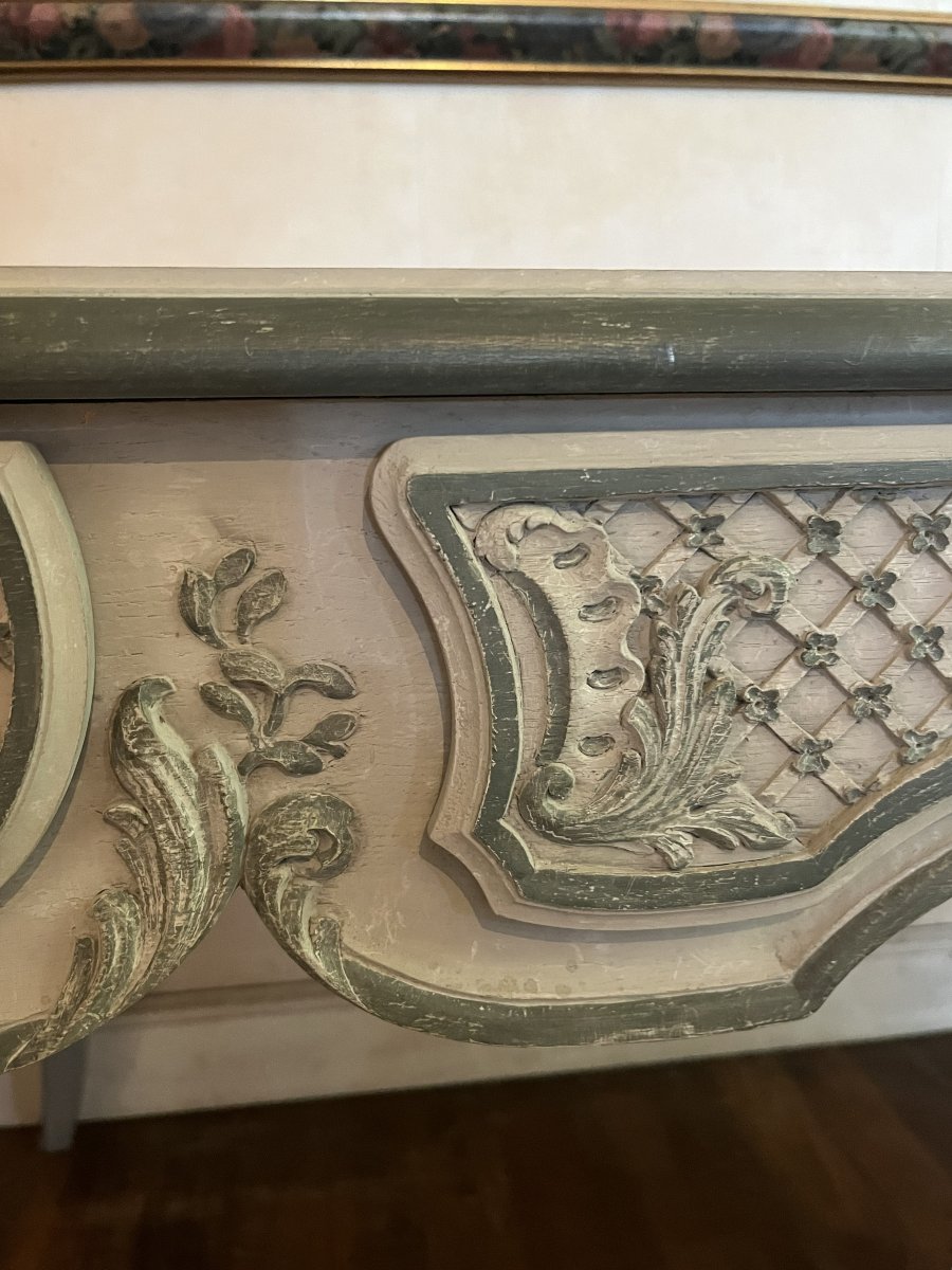 Bureau plat de style Régence rechampi gris -photo-3