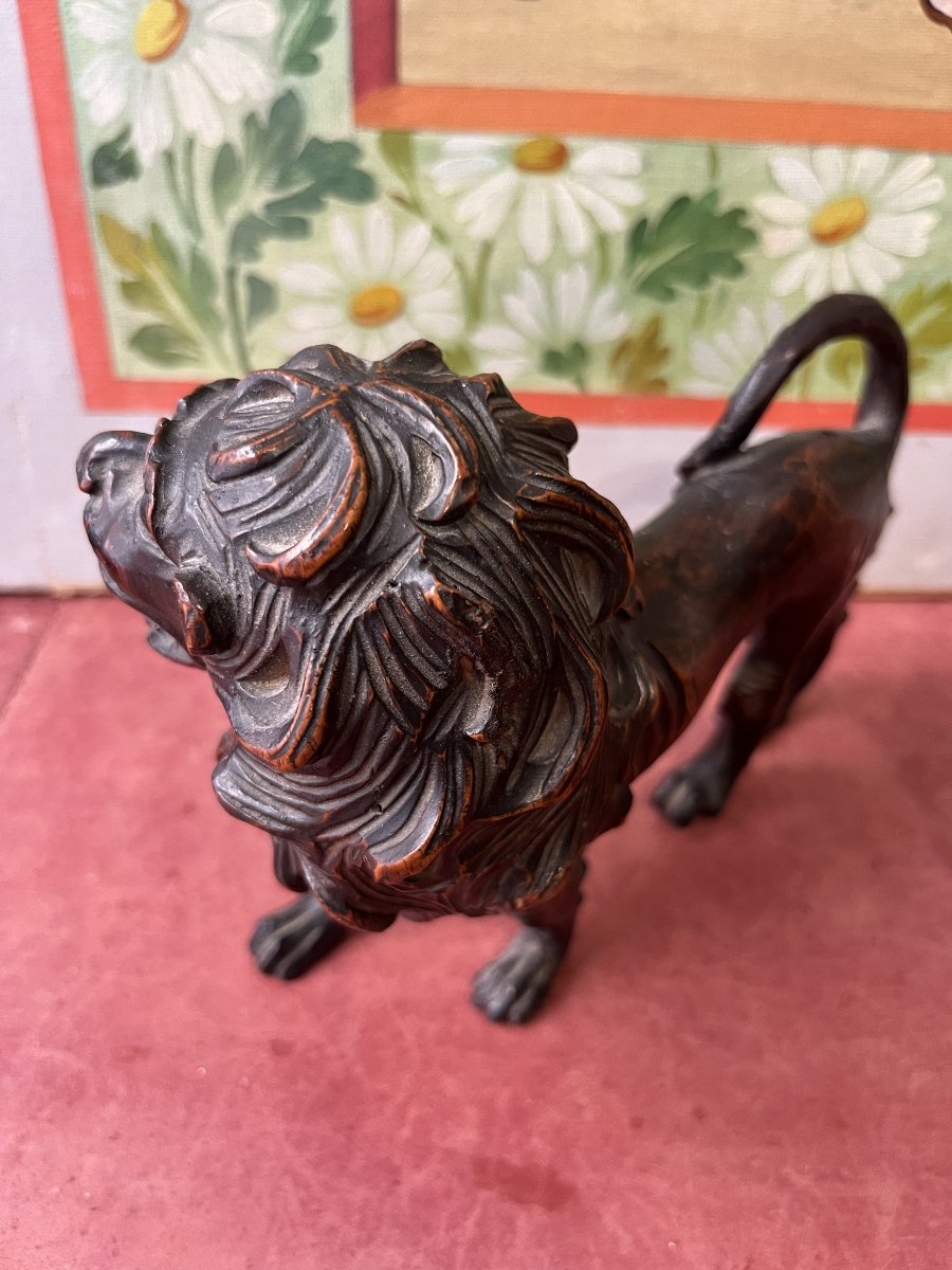 Pair Of Carved Wooden Lions, Germany, 17th Century-photo-3