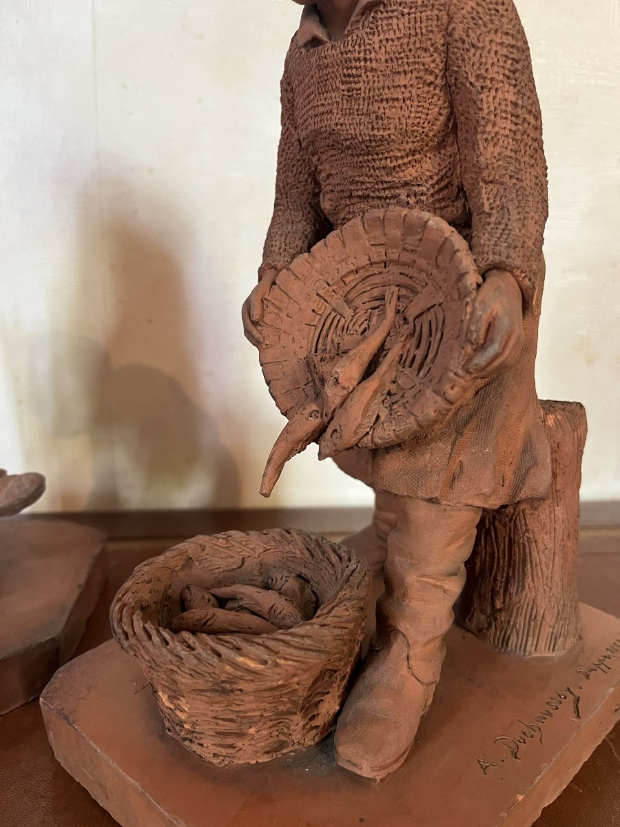 Pair Of Terracotta Figures, A Man And A Woman From Pollet, Dieppe, Albert Duchaussoy, 1883-photo-3