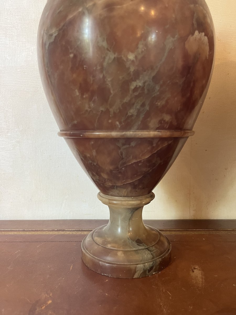 Paire de vases en albâtre de forme balustre ,couleur miel,XIXème siècle-photo-2