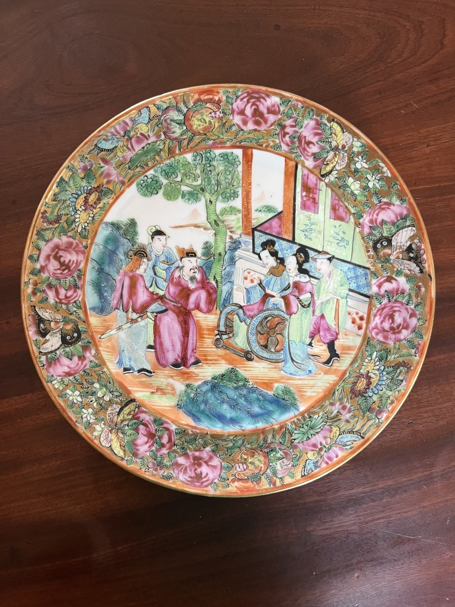 4 Chinese Porcelain Plates, Canton, 19th Century-photo-4