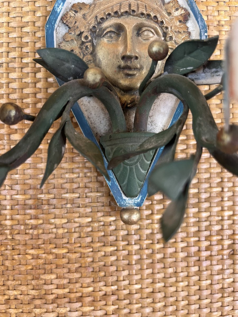 Pair Of Empire-style Wall Sconces In Bronze And Iron, 20th Century-photo-4
