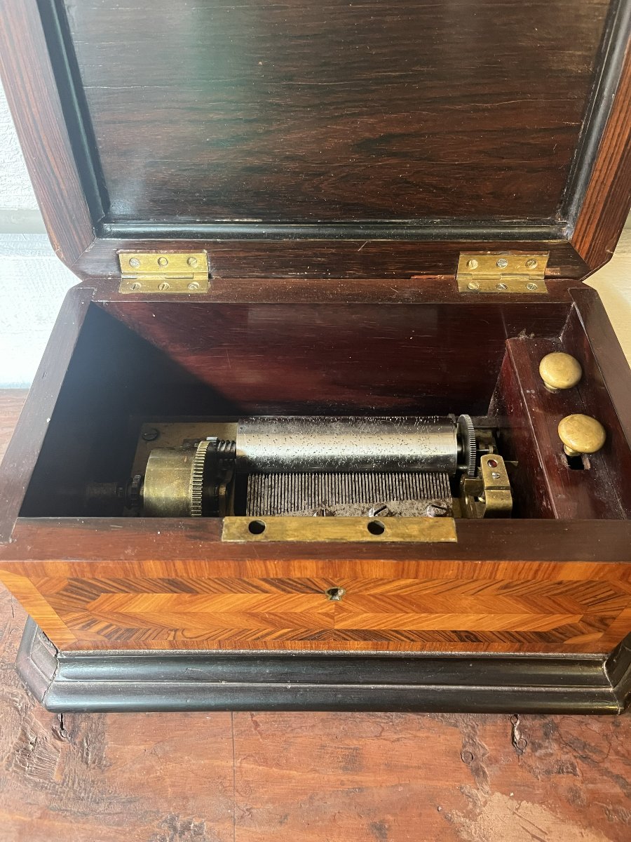 Wood Veneer Music Box, 19th Century-photo-4