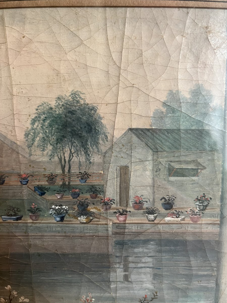Chinese Painting, Young Man With A Fan In His Palace, China, Circa 1780-photo-1