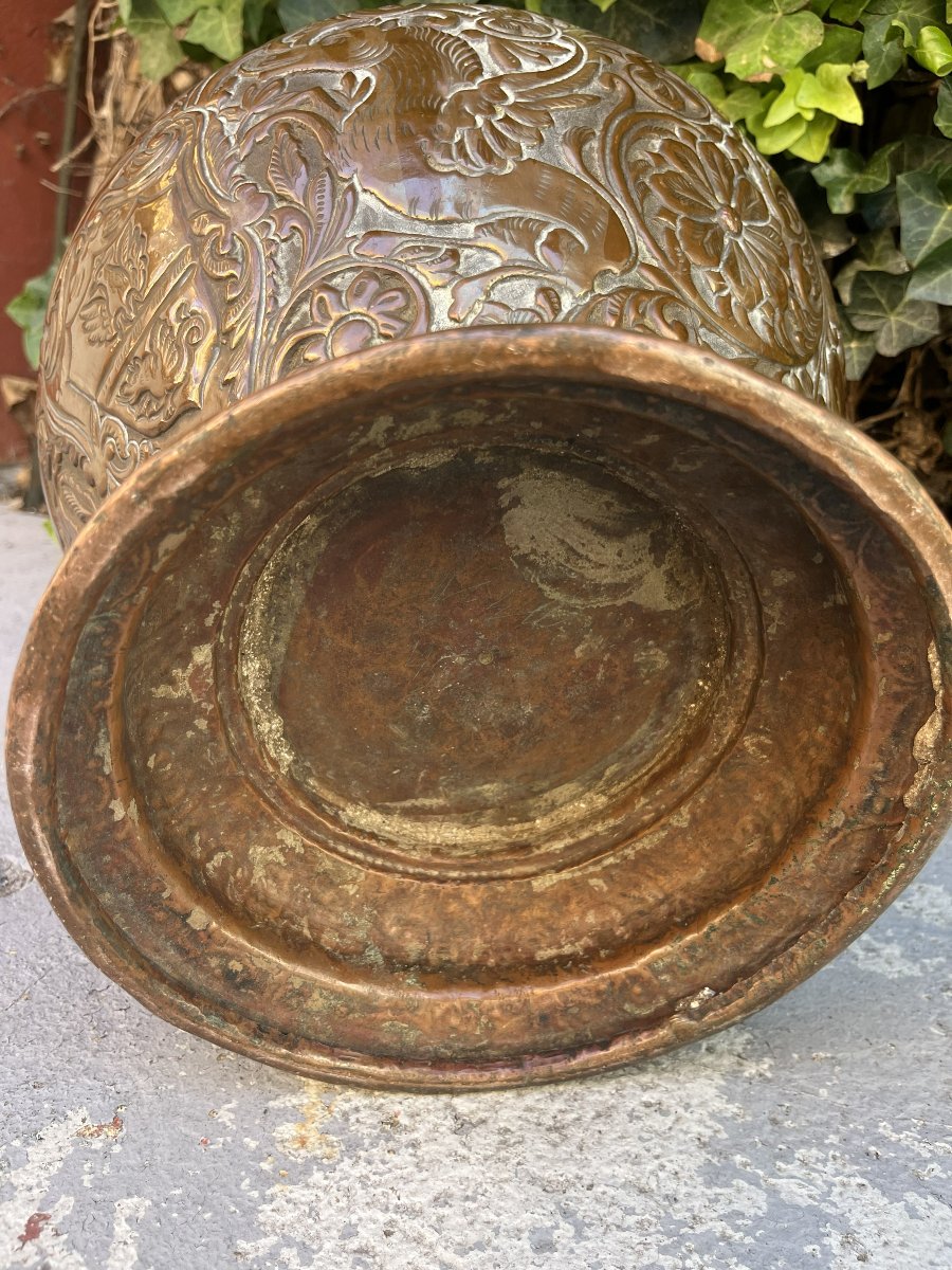 Cruche couverte en cuivre repoussé à blason, Italie,XVIIIème siècle-photo-2