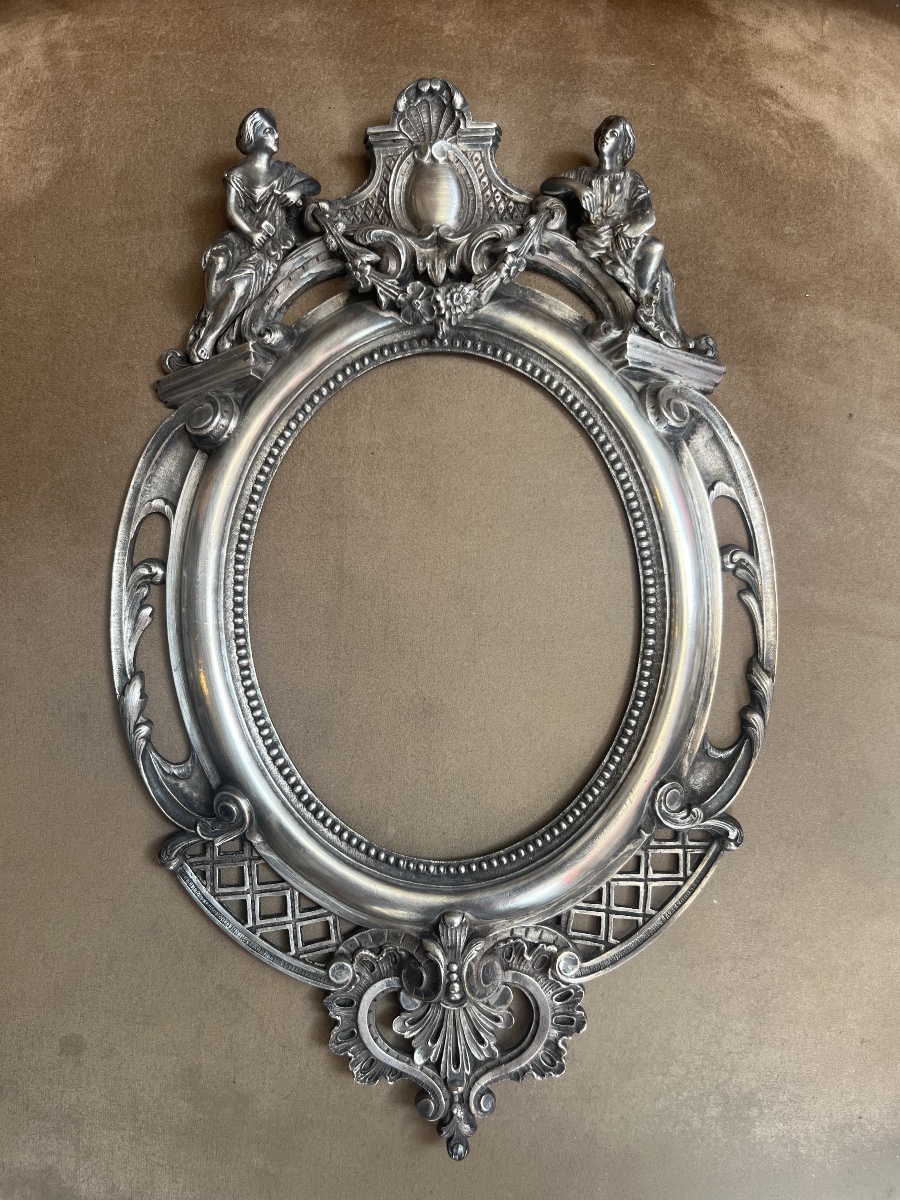 Silver-plated Bronze Frame, Motifs From Painting And Sculpture, 19th Century 