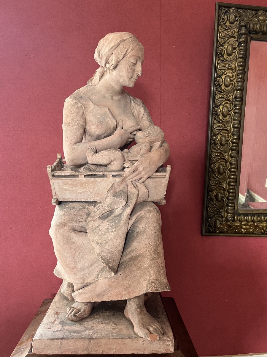 Sculpture en terre cuite , Claude Marie Devenet,la mère , XIXème siècle 