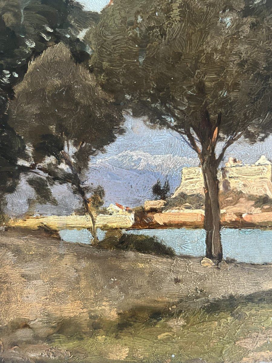 Paysage Méditerranéen,huile sur panneau, vers 1910-photo-3