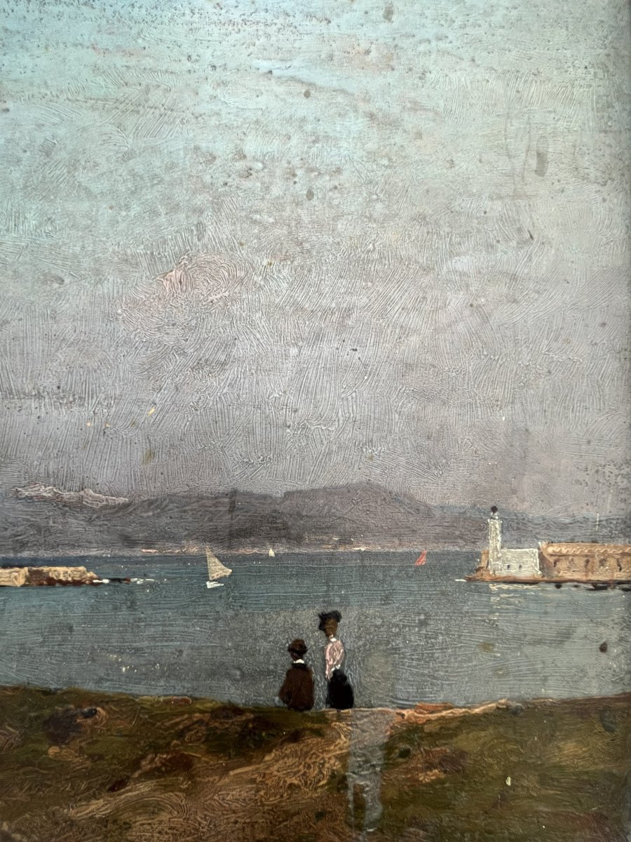 Paysage Méditerranéen,huile sur panneau, vers 1910-photo-1