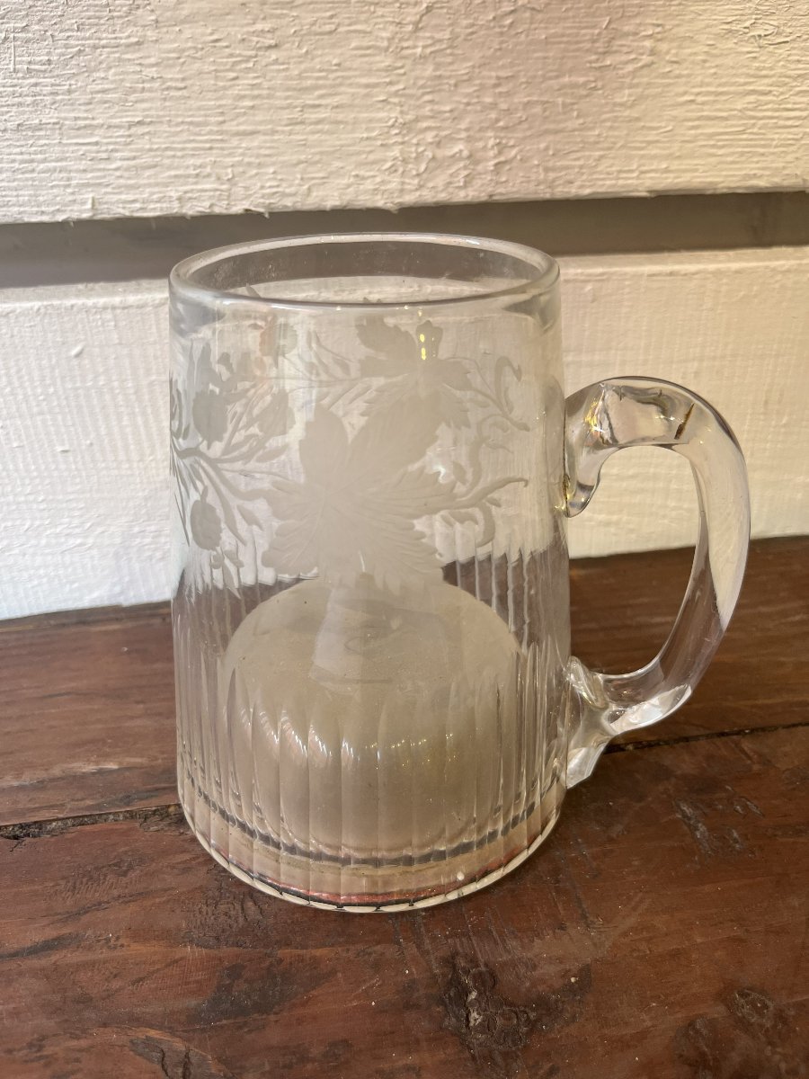 Chope en verre gravé musicale, fin XIXème siècle