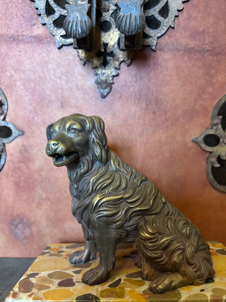 Presse papier porte carte, bronze représentant un chien , XIXème siècle -photo-2