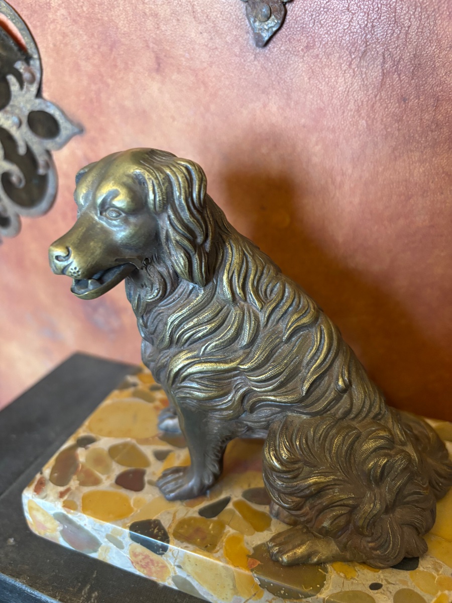 Presse papier porte carte, bronze représentant un chien , XIXème siècle -photo-4