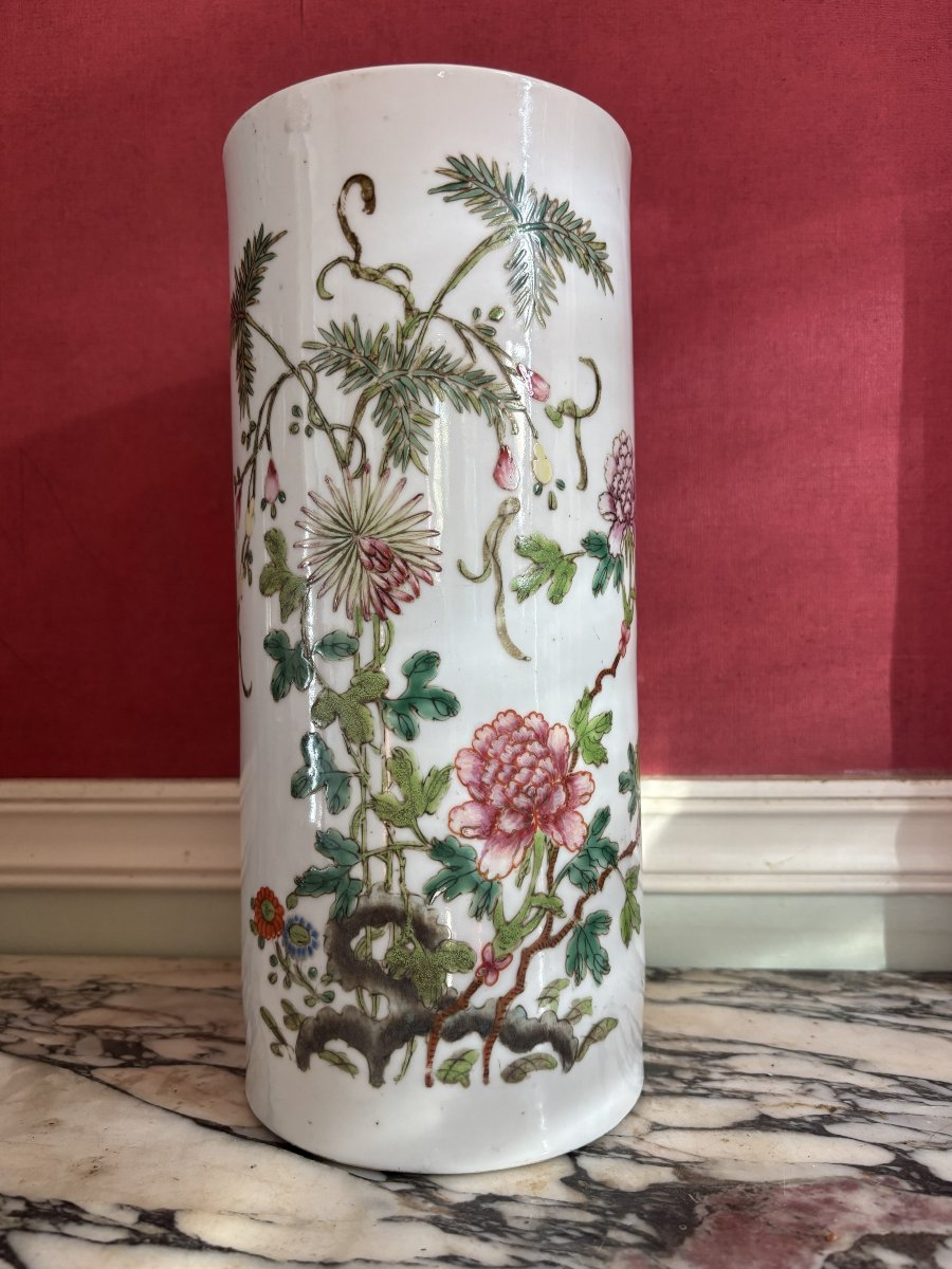 Porcelain Cylindrical Vase, China, Early 20th Century